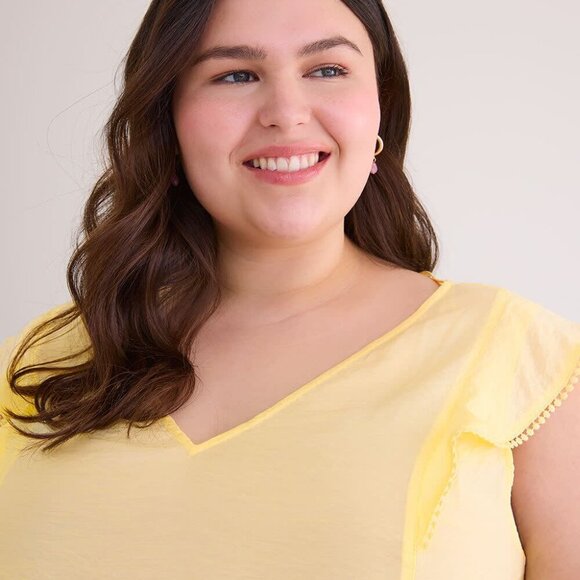 NWT PENN V-Neck Blouse with Short Flutter Sleeve 2X - Picture 2 of 12